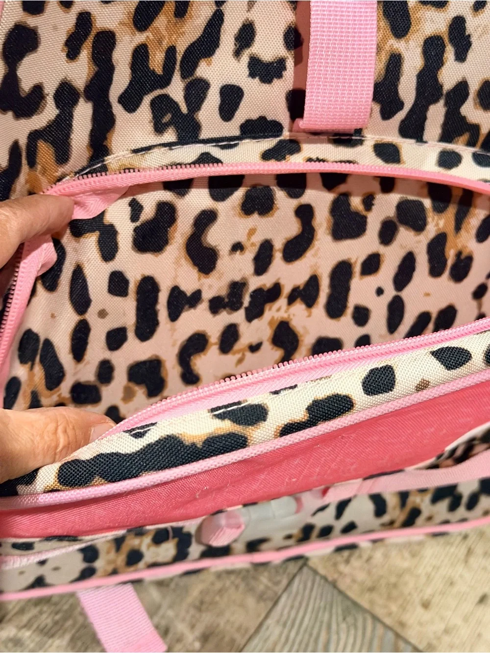 NWT Removed embroidery stitching and will put new name on Leopard Kids Backpack